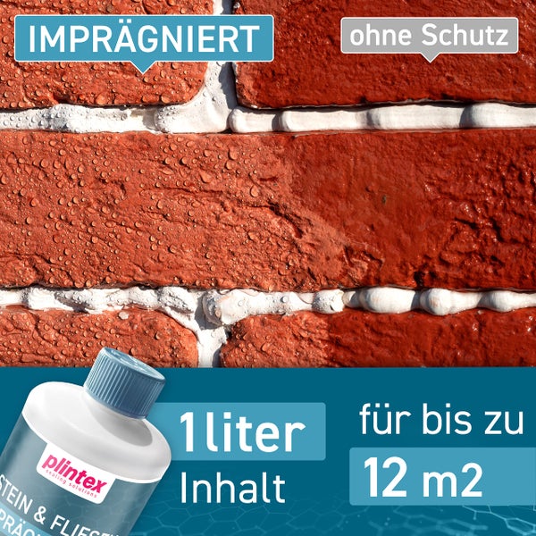 PLINTEX® [1L] Steinimprägnierung Außen & Innen I Stein Imprägnierung universell anwendbar I Naturstein, Steinplatten, Pflasterstein I Steinversiegelung