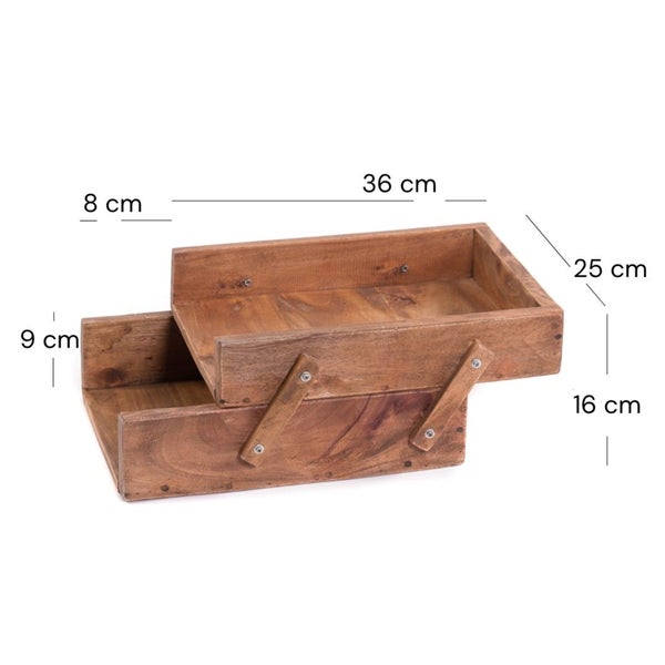 Nähkasten aus Holz mit Größenangaben