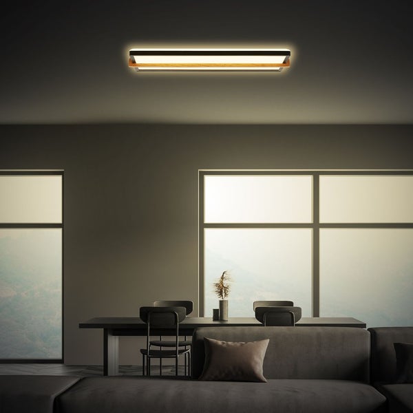 LED Deckenlampe Holz Deckenleuchte Wohnzimmer Schlafzimmer Warmweißes Licht