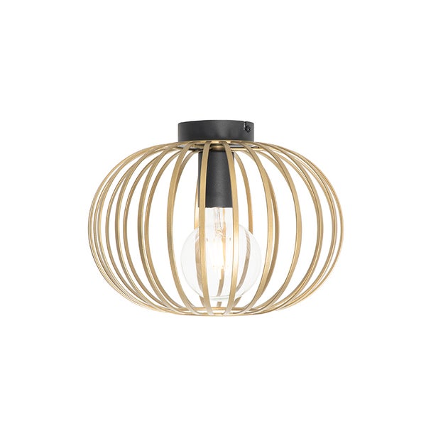 Deckenleuchte mit Metallkäfig und Glühbirne