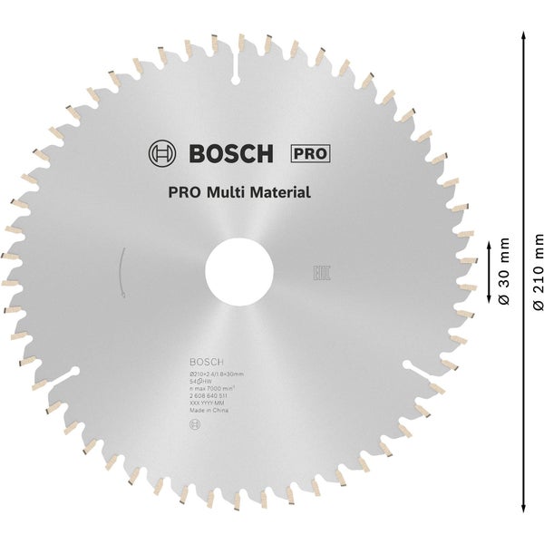 Bosch PRO Multi Material Kreissägeblatt 210 x 2,4 x 30 mm - 2608640511