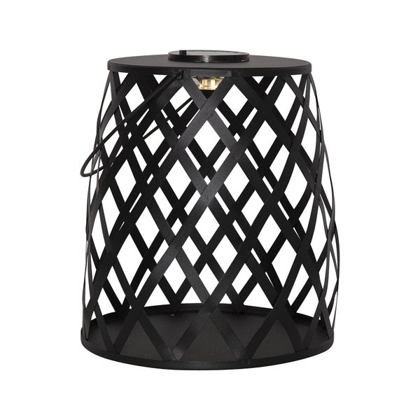 Schwarze Solarlaterne mit Rautenmuster für den Außenbereich