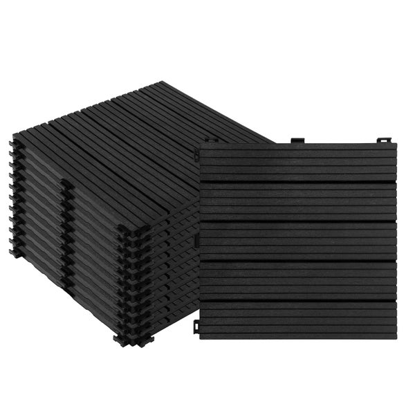FLOORDIREKT Klickfliesen Claire 30 x 30 cm - Gummi Terrassenfliesen - Grau 11er-Set