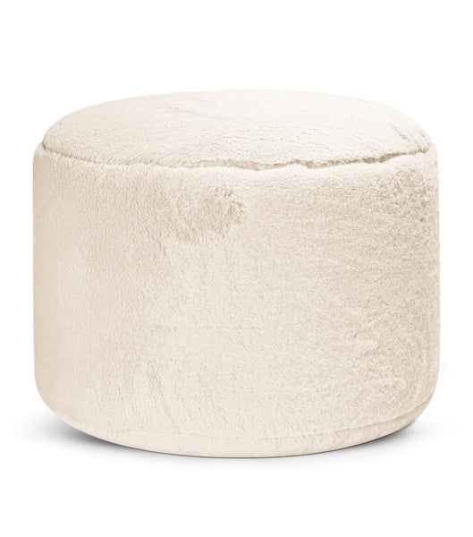 mokebo Pouf XL aus Kunstfell 'Der Flauschige', Fußhocker oder Sitzpouf aus Faux fur in Beige