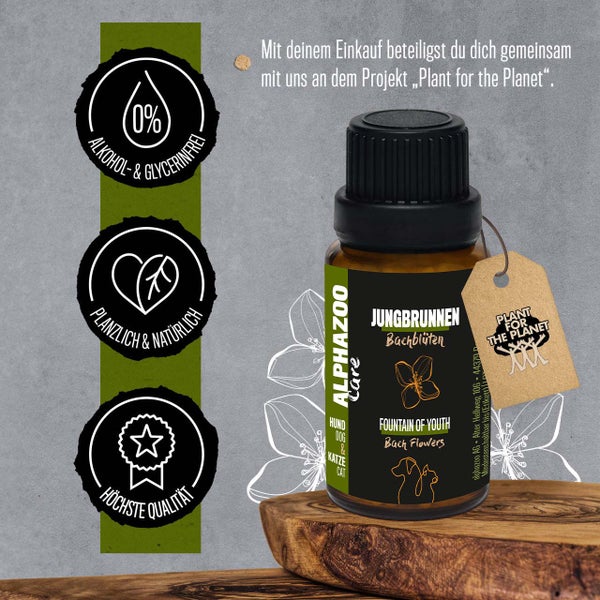 ALPHAZOO Jungbrunnen Bachblüten 15g, Globuli für Hunde und Katzen