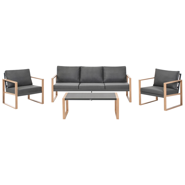 Lounge Set mit Tisch 5-Sitzer GELSO Metall Dunkelgrau