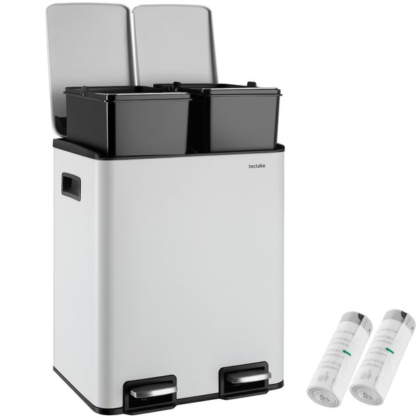 Tectake Mülltrennsystem mit zwei Fächern und Pedalen inklusive Müllbeuteln