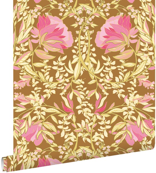 Tapetenrolle mit floralem Muster in symmetrischer Anordnung