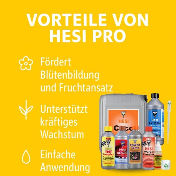 Hesi Pflanzendünger und Zusatzstoffe zur Förderung der Blütenbildung, für kräftiges Wachstum und einfache Anwendung.