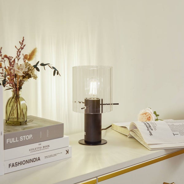 Lucande Tischlampe Eirian (Modern) in Transparent aus Metall (1 flammig, E27) - Tischleuchte Schreibtischlampe Nachttischlampe Wohnzimmerleuchte