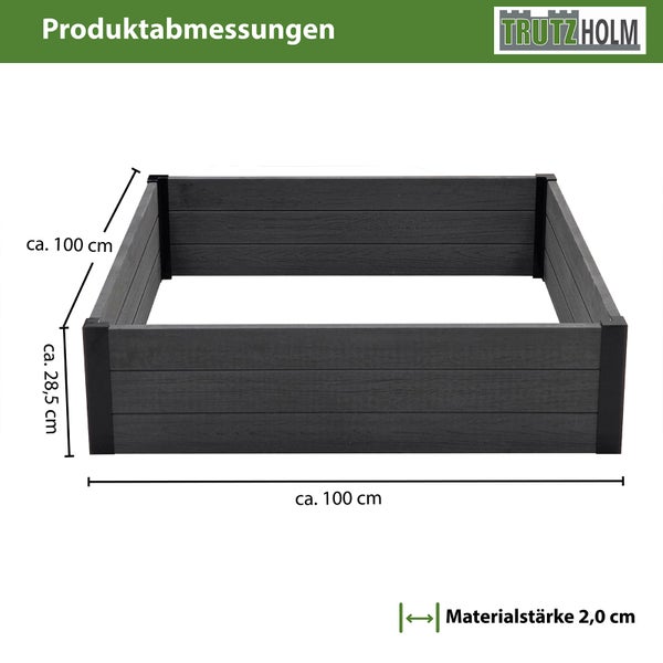Hochbeet Beeteinfassung mit Wühlmausgitter 100x100x28,5 cm ca. 260 Liter Holzoptik robust stabil Komposter