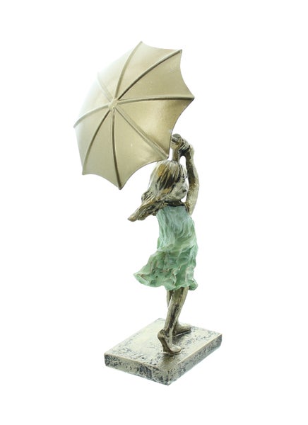 FRANK FLECHTWAREN | Figur Mädchen mit Schirm, POLYRESIN, METALL, H: 22 cm
