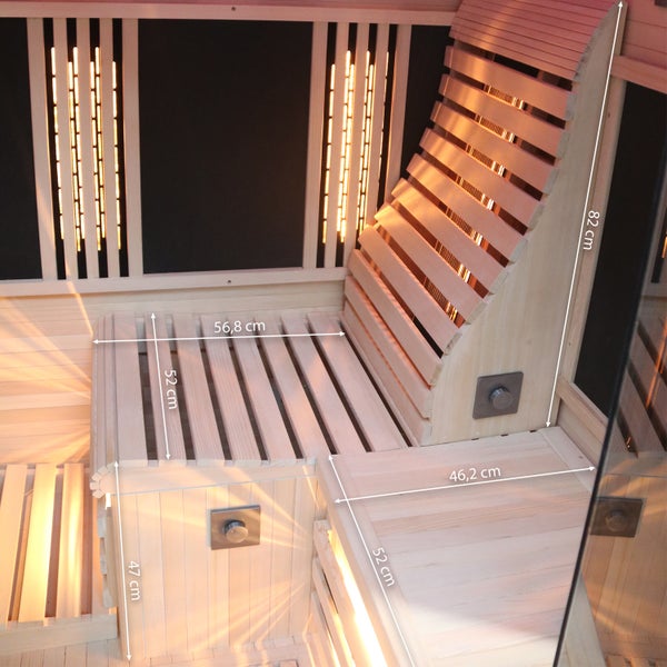 Dewello® Infrarotsauna Infrarotkabine OTTAWA 140x120cm 1-2 Person inkl. 6 Vollspektrumstrahler, 2 Karbonstrahler, 2 Personen