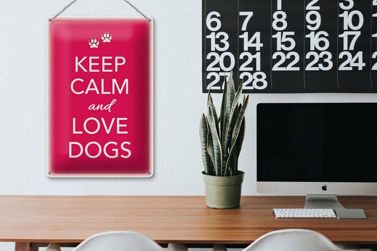 Blechschild Spruch 20x30cm Keep Calm and love dogs Hund