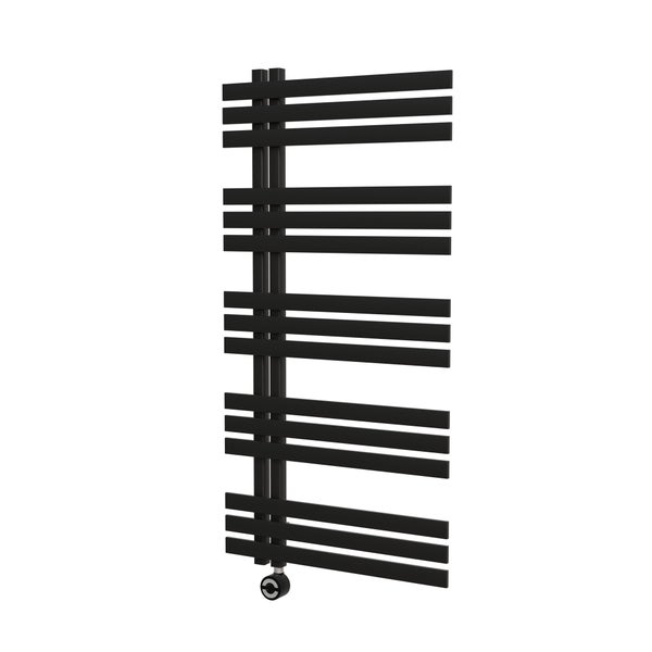 Schwarzer Badheizkörper mit horizontalen Heizrohren