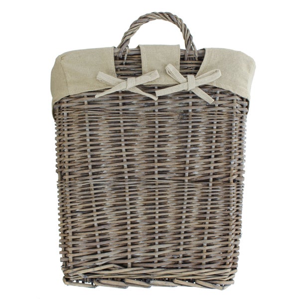 FRANK FLECHTWAREN | Dekokorb Magazine, WEIDE, POLYESTER, BAUMWOLLE, Breite 30 cm, Tiefe 14 cm, GH 45 cm, vordere Höhe 27 cm, hintere Höhe 37 cm