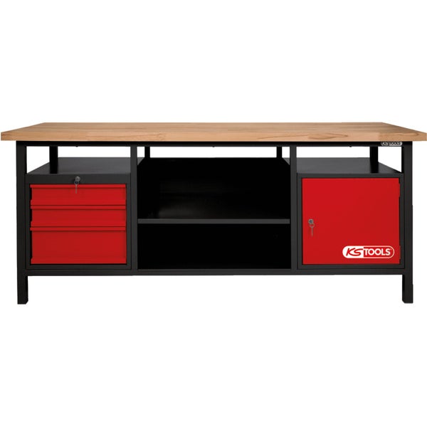 Werkbank mit Schubladen und Ablageflächen
