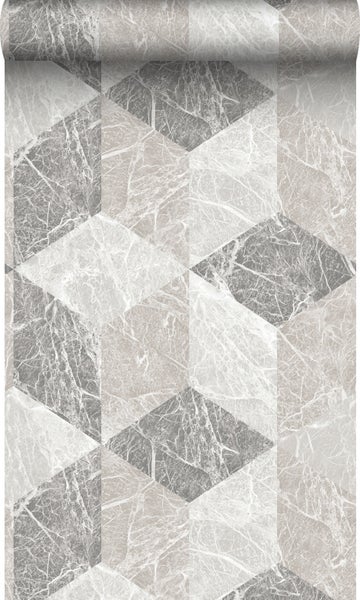 Origin Wallcoverings Tapete 3D Marmor Motiv Beige und Taupe - 53 cm x 10,05 m - 347317
