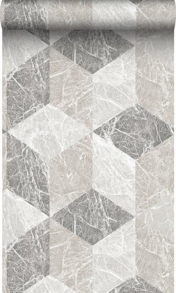 Origin Wallcoverings Tapete 3D Marmor Motiv Beige und Taupe - 53 cm x 10.05 m - 347317