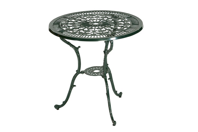 Runder Beistelltisch mit verzierter Tischplatte und drei Beinen