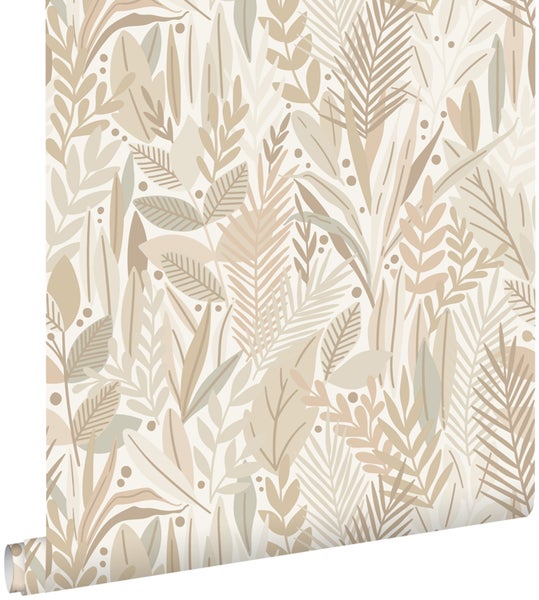 ESTAhome Tapete Blätter Sandbeige 50 x 900 cm 139852 HORNBACH