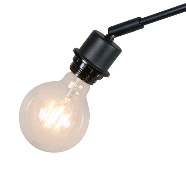 LED Filament Leuchtmittel in Glühbirnenform mit E27 Fassung an einem schwenkbaren Leuchtenarm