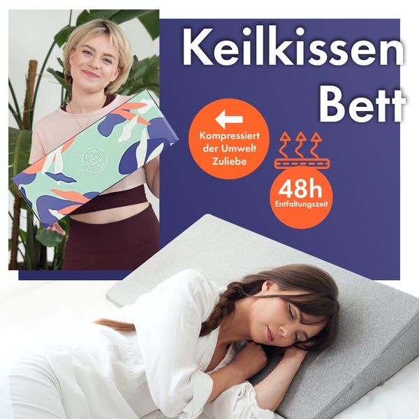 DYNMC you Keilkissen Bett 90 x 45cm - Test SEHR GUT - Oeko TEX Zertifiziert - Reflux Matratzenkeil - Kissen bei Beschwerden im Nacken und Rücken - Erhöhung beim Schnarchen