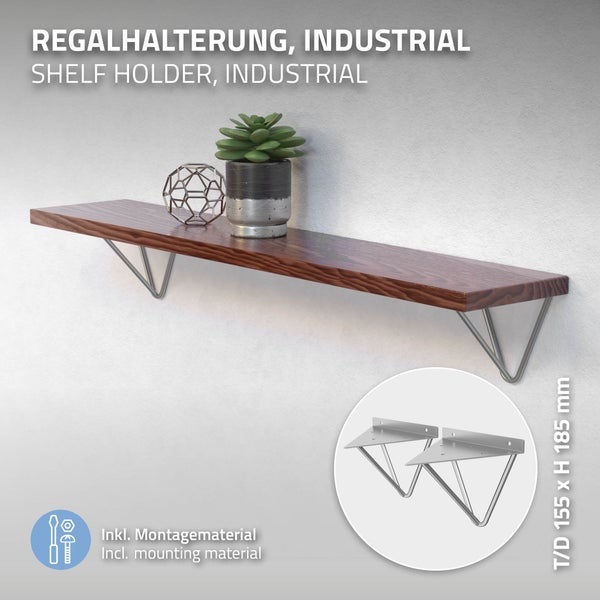 ML-Design 6 Stück Regalhalterung 160 mm, Grau, aus Metall, Dreieckige Regalhalterungen, Schwebe Regalwinkel, Haarnadel Wandhalterung, Prisma Regalträger Wandmontage, Hairpin Wandregal Wandkonsole