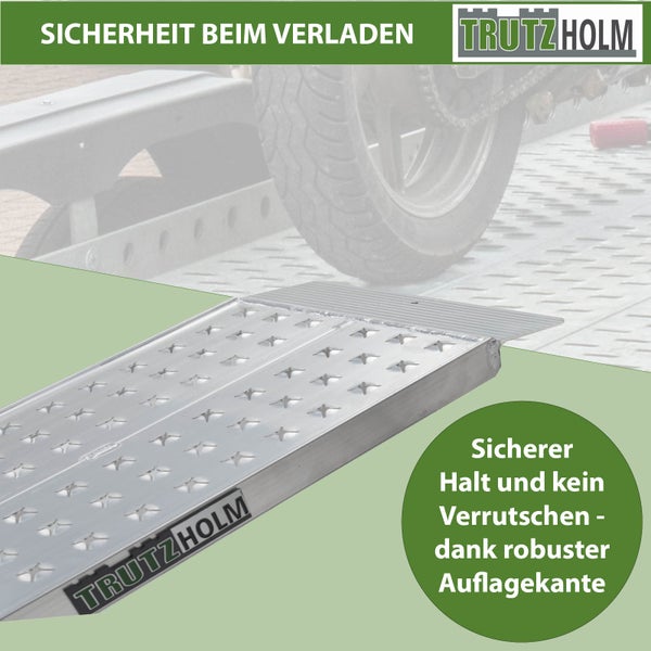 TRUTZHOLM 1 x Auffahrrampe 100 x 28 cm 270kg Alu gelocht Verladerampe Motorradrampe Sicherungsbolzen