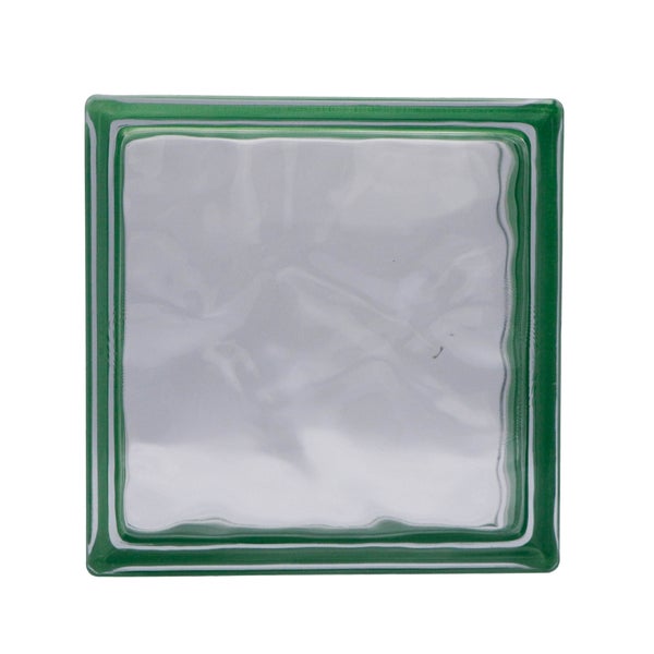 Glasbaustein mit grünem Rand
