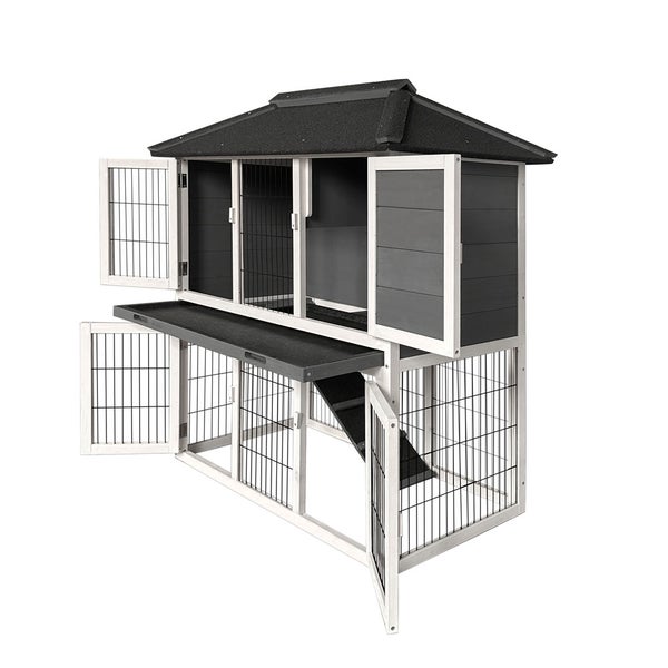 Home Deluxe Kaninchenstall TOCA – 115 x 115 cm | Wetterfestes Tannenholz-Gehege für drinnen & draußen