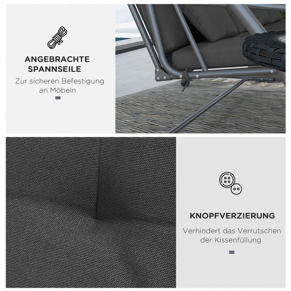 Outsunny Auflagen-Set für Hollywoodschaukel,  Stuhlkissen, Polyesterstoff, 3D vertikaler Schaumstoff, Schaumstoff, 170 cm, Dunkelgrau
