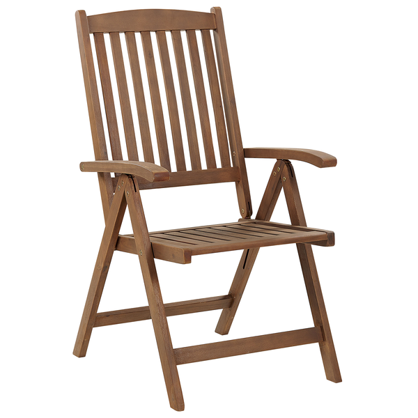 Holzfarbiger Gartenstuhl mit Armlehnen