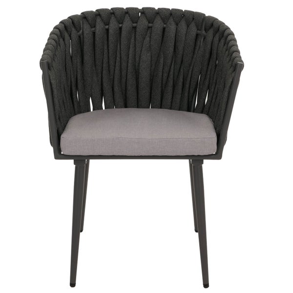 Gartensessel mit Kordelbespannung und Sitzkissen