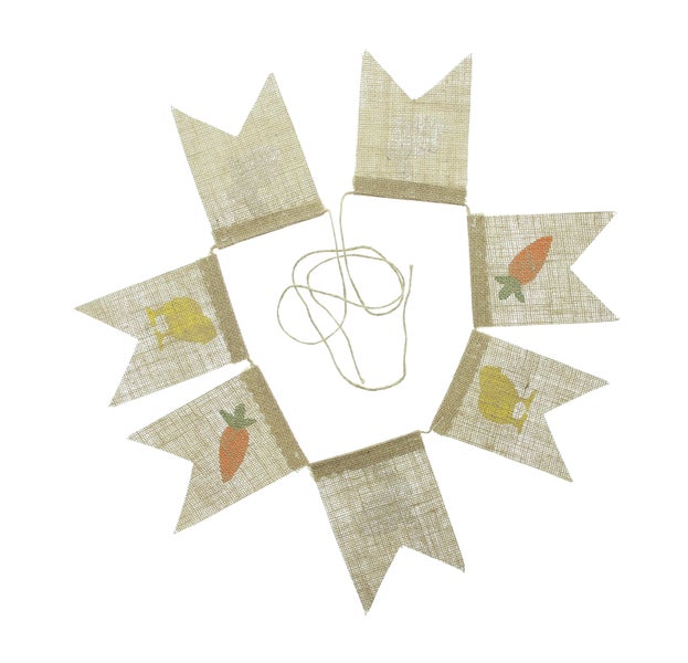 FRANK FLECHTWAREN|Wimpelgirlande Ostern, 2er Set, 15 x 73 cm zzgl. Schnur, JUTE, TEXTIL