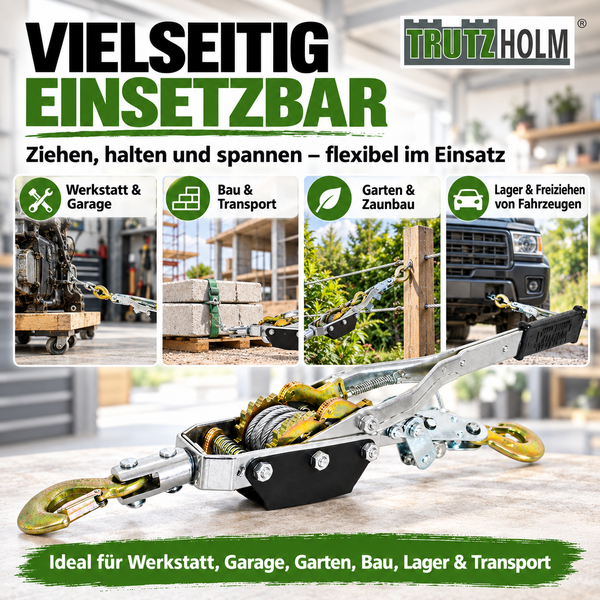 Trutzholm Seilzug mit Haken fuer Werkstatt Garage Garten Bau und Transport