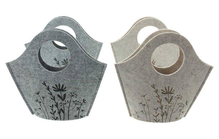FRANK FLECHTWAREN | Filztasche Blumenwiese, 4er Set, FILZ AUS PET, 24 x 5 x 23 cm