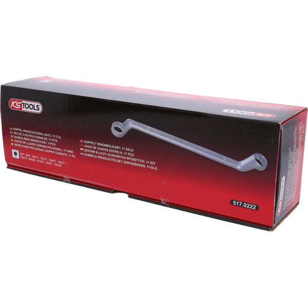 KS Tools Doppelringschlüssel Satz, 11-teilig in roter Verpackung.