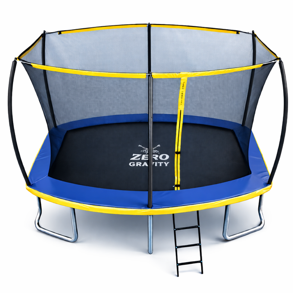 Trampolin mit Sicherheitsnetz und Leiter