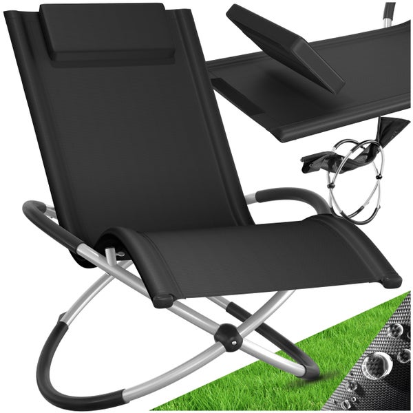 Sonnenliege tectake Paulina 150 x 73 x 93 cm mit Textilene schwarz