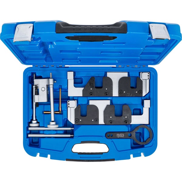 Nockenwellen Arretierwerkzeugsatz im geöffneten blauen Koffer