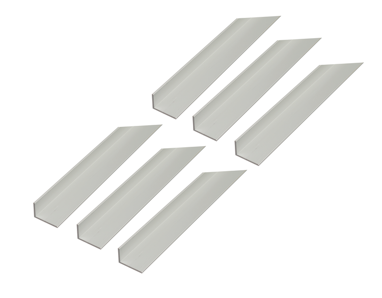 Fünf gleich lange Winkelprofile aus Aluminium