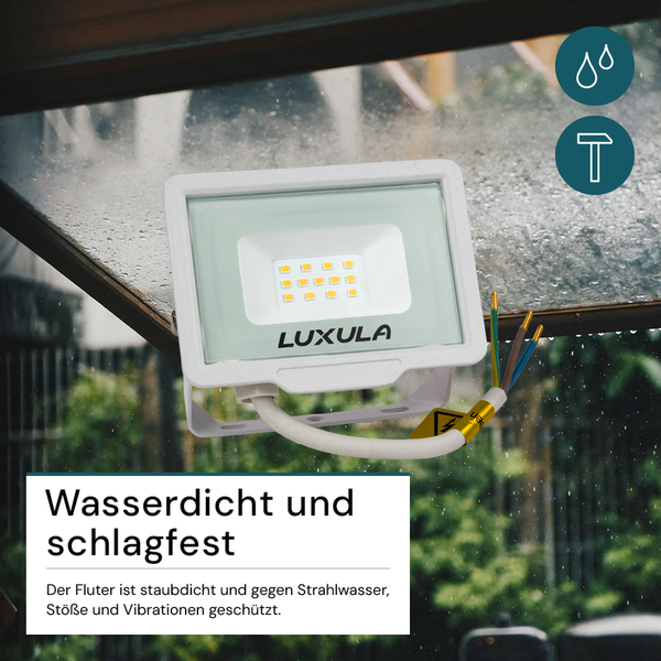 Luxula LED-Fluter mit Anschlusskabel im Außenbereich