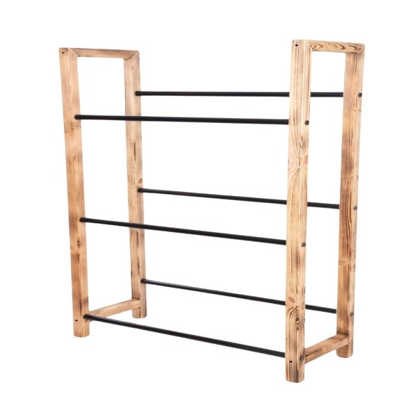 PROREGAL Getränkekistenregal HUNSRÜCK HxBxT 138x112x32cm 9 Kisten auf 3 Ebenen Massives Kiefernholz Gebrannt