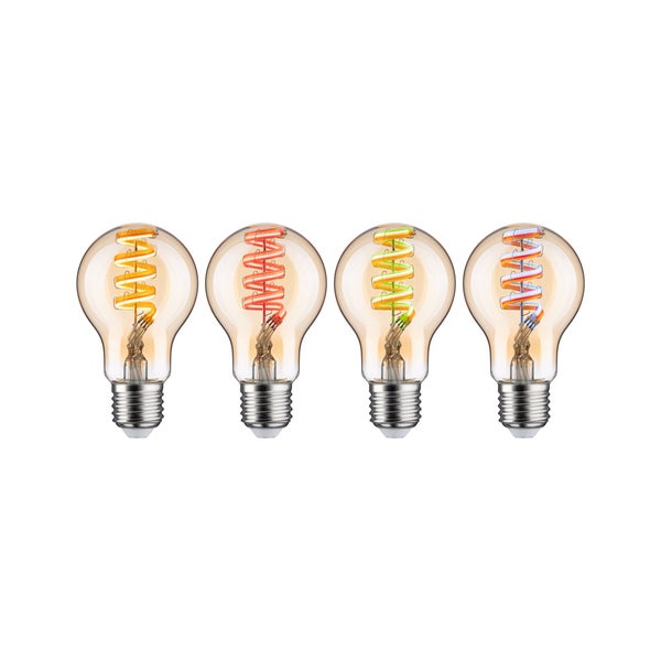 Set Filament 230V LED Birne Zigbee AGL RGBW + Gent 2.0 3x470lm 3x6,3W RGBW+ dimmbar Gold