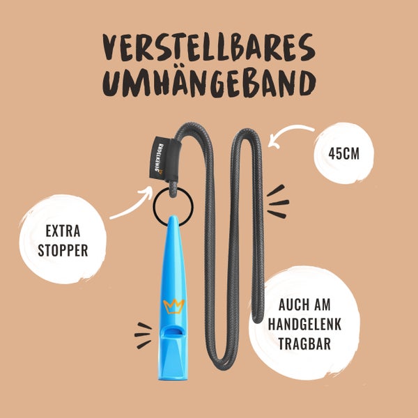 Rudelkoenig Hundepfeife mit verstellbarem Umhängeband, 45 Zentimeter Länge