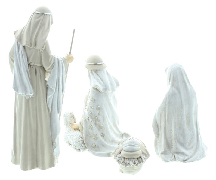 FRANK FLECHTWAREN | Krippefiguren Heiligabend, 4er Set, H: 4cm, H: 10 cm, H: 10cm, H: 16 cm, POLYRESIN