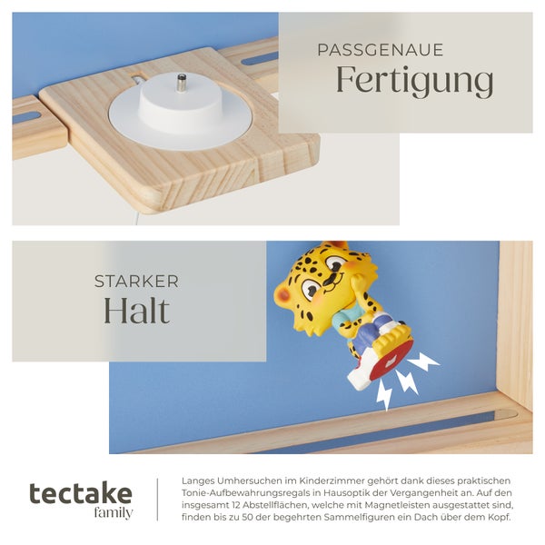 Wandregal tectake Mylittle Story 50 x 15,5 x 60 cm, unsichtbare Aufhängung für bis zu 50 Tonies blau
