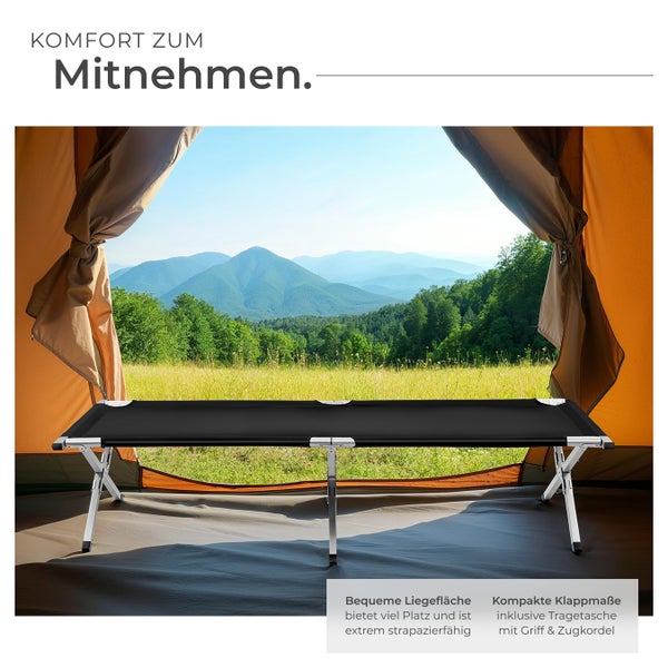 2er Set Feldbett tectake  190 x 70 x 45 cm mit Aluminiumgestell schwarz