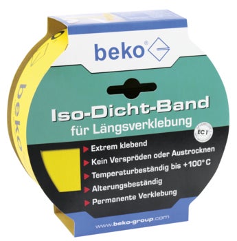 Beko Iso Dicht Band für Längsverklebung, extrem klebendes und alterungsbeständiges Klebeband für dauerhafte Abdichtungen.